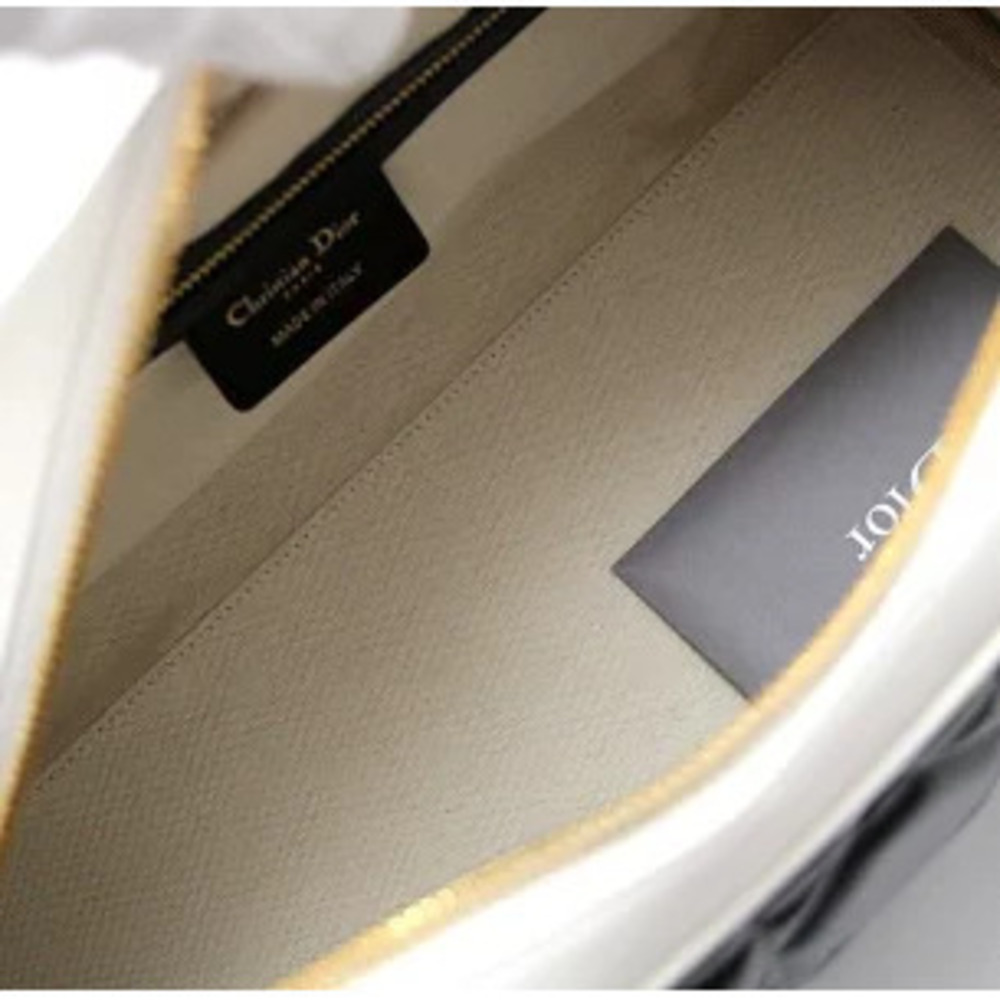 Dior Vibe Bowling Bag Cannage Leather White Black - Picture 6 of 6